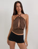 Afbeelding van Karise Plunge Top in Cupro Bittere Chocolade