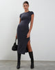 Afbeelding van Kasor Open Rug Midi Dress in Ocean Storm