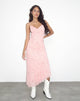 Afbeelding van Kavala Asymmetrische Midi Dress in Shadow Floral Pink