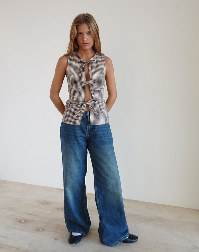 Kayvata Top in Mini Gingham Bruin