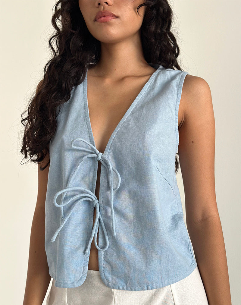 Kayve Top met Stropdas in Nantucket Blue