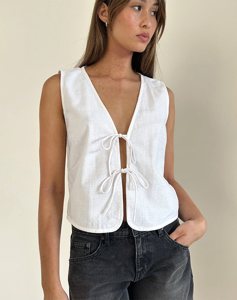Kayve Top met Stropdas in Off White