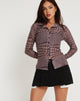 Afbeelding van Keanu Bedrukt Mesh Overhemd in Warped Houndstooth Bruin