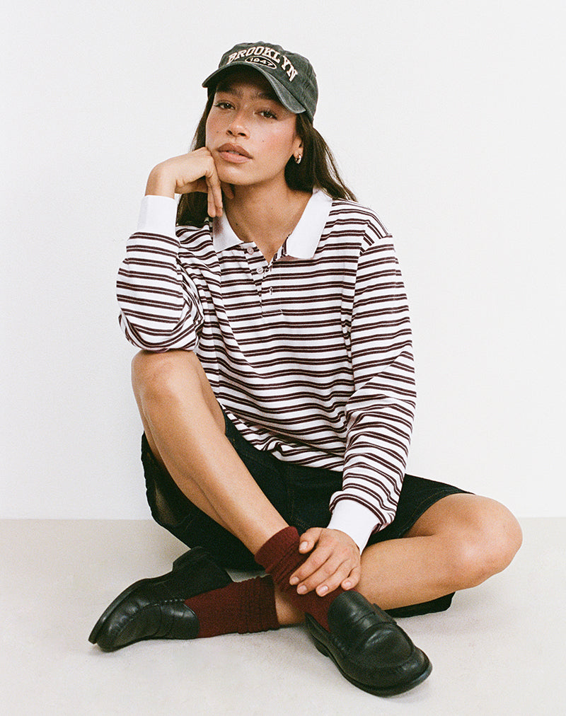 Kemillau Baggy Shirt in Bruin met Witte Strepen