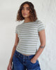 Afbeelding van Kenichi Top in Stripe Sage Green Jersey