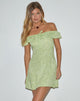 Afbeelding van Kenja Bardot Mini Jurk in Retro Paisley Lime