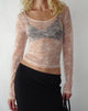 Afbeelding van Lainey Lange Mouw Kanten Top in Blush
