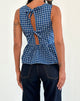 Afbeelding van Lanzo Top met Bandje Terug in Popeline Navy Tartan