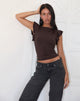 Afbeelding van Leisle Frill Top in Bittere Chocolade