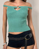 Afbeelding van Lesly Bardot Top met O-Ring in Turquoise