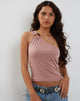Afbeelding van Letitia O Ring One Shoulder Crop Top in Stoffig Roze