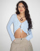 Afbeelding van Lexi Pointelle Knit Cropped Cardigan in Baby Blue