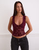 Afbeelding van Lihat Top in Botanical Flock Flower Maroon