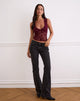 Afbeelding van Lihat Top in Botanical Flock Flower Maroon