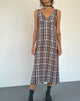 Afbeelding van Liva Midi Dress in Multi Check Bruin