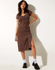 Afbeelding van Lona Midi Dress in Flower Garden Bruin