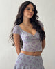 Afbeelding van Lorenne Sweetheart Mesh Top in Purple Botanist Flock