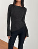 Afbeelding van Lukia Lange Mouw Top in Metallic Stripe Jersey Zwart