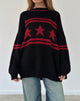 Afbeelding van Lulees Oversized Trui in Zwart met Rode Ster en Strepen