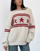 Afbeelding van Lulees Oversized Trui in Haver met Ster Streep