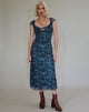 Afbeelding van Lunama Mesh Midi Dress in Tonal Blue Paisley