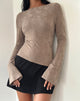 Afbeelding van Lunica Lange Mouw Jersey Top in Jaqcuard Licht Taupe