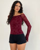 Afbeelding van Lutana Top in Botanische Bloem Maroon