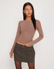 Afbeelding van Mahira Mesh Top met lange mouwen in Lichtbruin