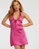 Afbeelding van Maruko Mini Dress in Satin Bright Dark Pink