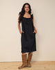 Afbeelding van Merrily Smock Midi Dress in Popeline Zwart