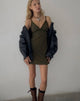 Afbeelding van Mevila Mini Dress in Abstract Botanic Dark Olive