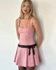Afbeelding van Michelia Mini Jurk in Roze met Zwarte Strik