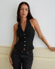 Afbeelding van Mikanu Button Down Blouse in Diamante Tailoring Zwart