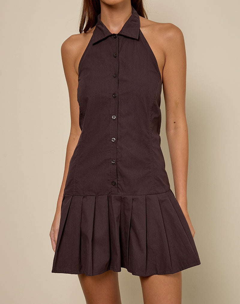 Afbeelding van Mikena Collared Dress in Deep Mahogany