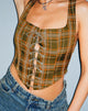 Afbeelding van Milton Corset Top in Schotse ruit Groenbruin