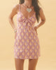 Afbeelding van Cecan Mini Dress in Bohemian Batik Maroon Peach