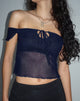 Afbeelding van Nabil Bardot Crop Top in Mesh Navy
