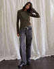 Afbeelding van Narcissa Asymmetrische Lange Mouw Top in Mesh Donker Olijf
