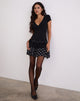 Afbeelding van Navya Wrap Mini Dress in Polka Zwart Wit