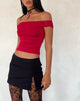 Afbeelding van Nesel Bardot Top in Slinky Kant Rood