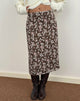 Afbeelding van Nimas Midi rok in bruin en roze polkabloem chiffon