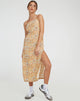 Afbeelding van Nosita Midi Dress in Picknick Print Bruin