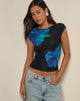 Afbeelding van Nova Top in Aquarel Bloem Blauw