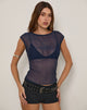 Afbeelding van Nova Top in Sheer Crinkle Chiffon Navy