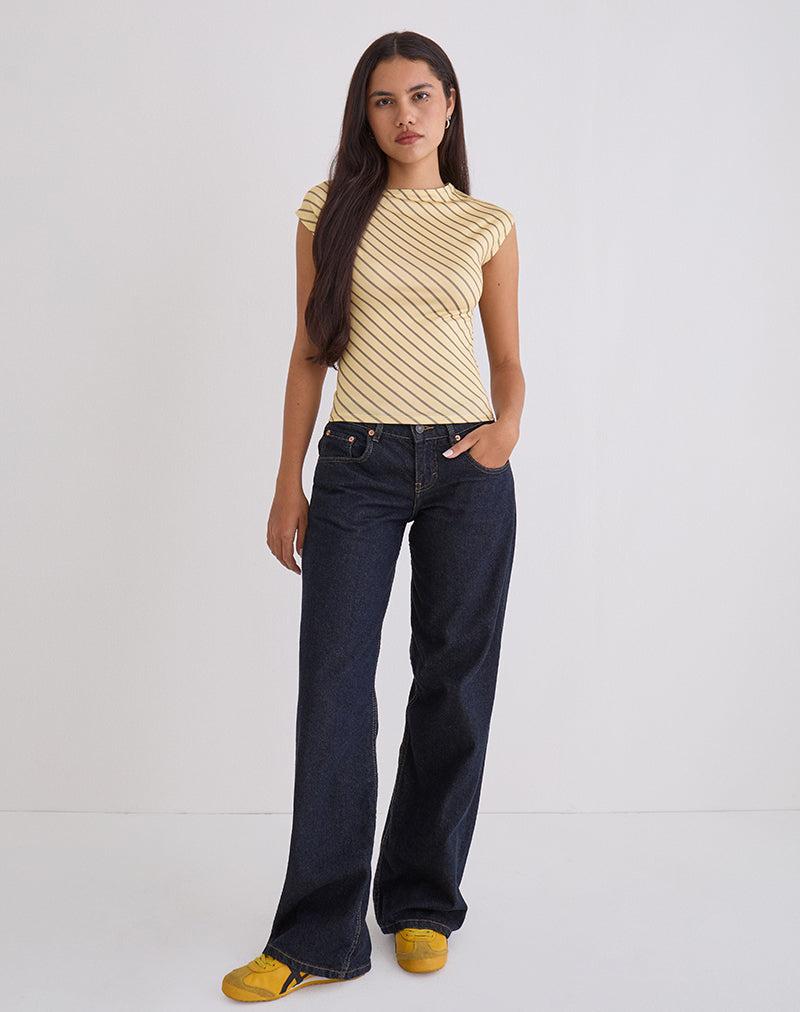 Nova Slinky Top in Gele Diagonaal Streep
