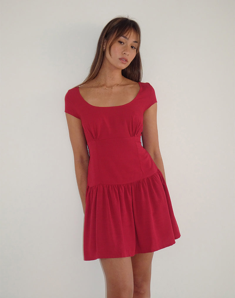 Ohayo Mini Jurk in Adrenaline Rood