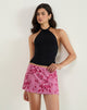Afbeelding van Osuya Mini Rok in Stencil Bloem Roze