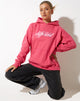 Afbeelding van Oversize Hoodie in Fandango Pink met "Different" Embro