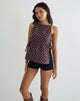 Afbeelding van Palsi Zijde Band Top in Bruin met Medium Polka Wit