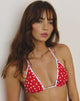 Afbeelding van Pami Contrast Bikini Top in Rood met Witte Harten
